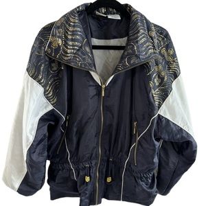 Energy Zone Windbreaker jacket Woman’s XL Sz Blue White gold Vintage